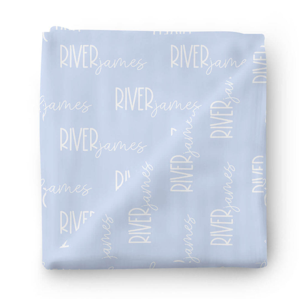 ice blue personalized swaddle blanket 
