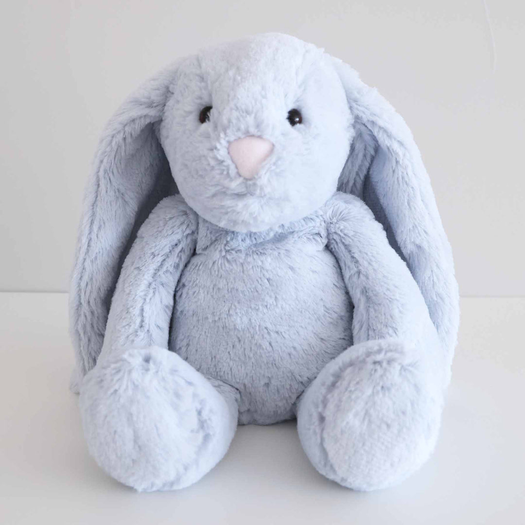light blue long eared stuffed animal bunny for kids 