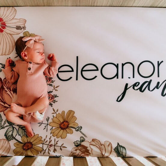 Peytons Vintage Floral Personalized Crib Sheet