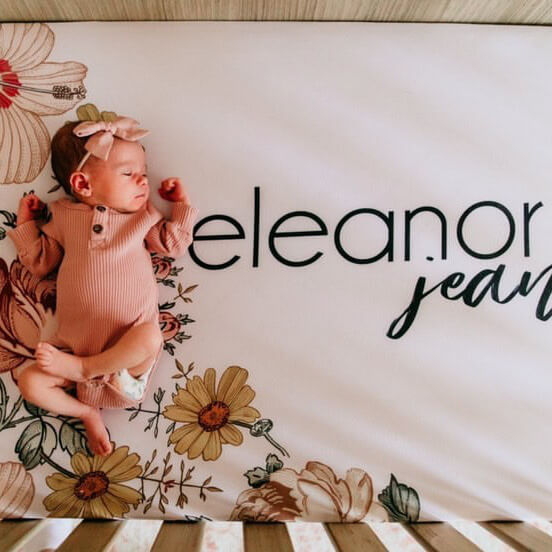 vintage floral personalized crib sheet 