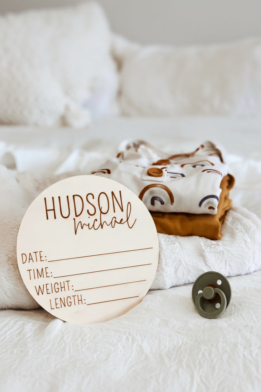 Personalized Birth Stats Wood Announcement | Block