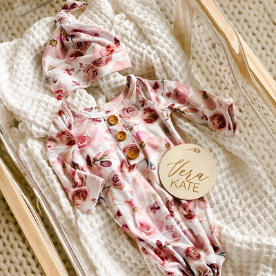 rosie's rose garden newborn knot gown 