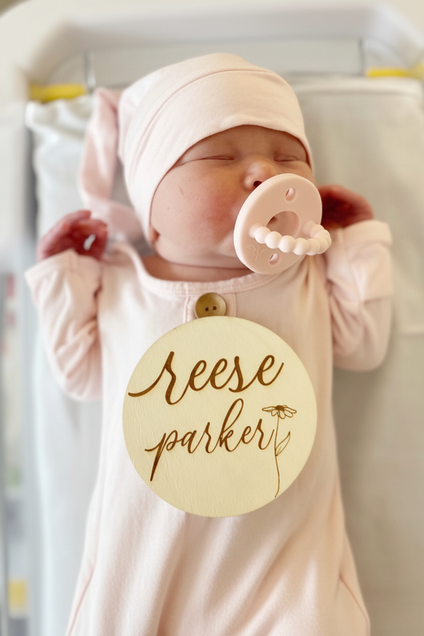 Solid Blush Bamboo Baby Knot Gown & Hat