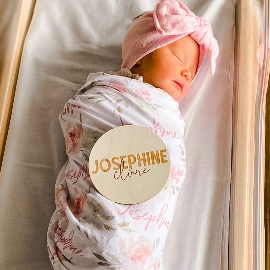 Delaneys Dusty Blush Personalized Name Swaddle Blanket