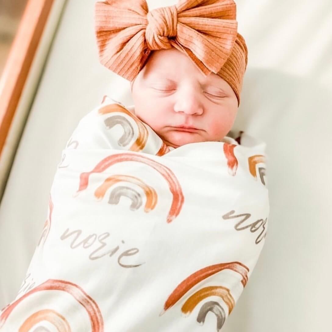 Cannon s Earthy Rainbow Personalized Swaddle Blanket