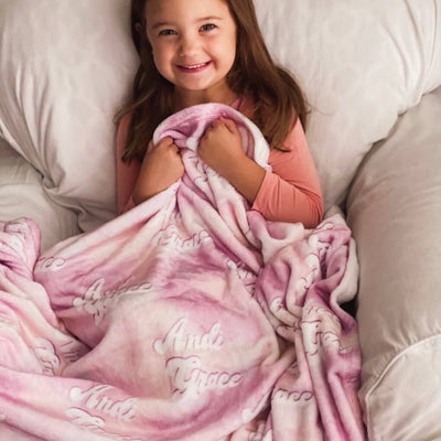 personalized tie dye kids blanket 