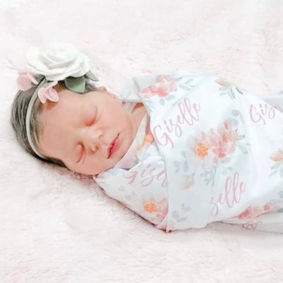 floral personalized swaddle 