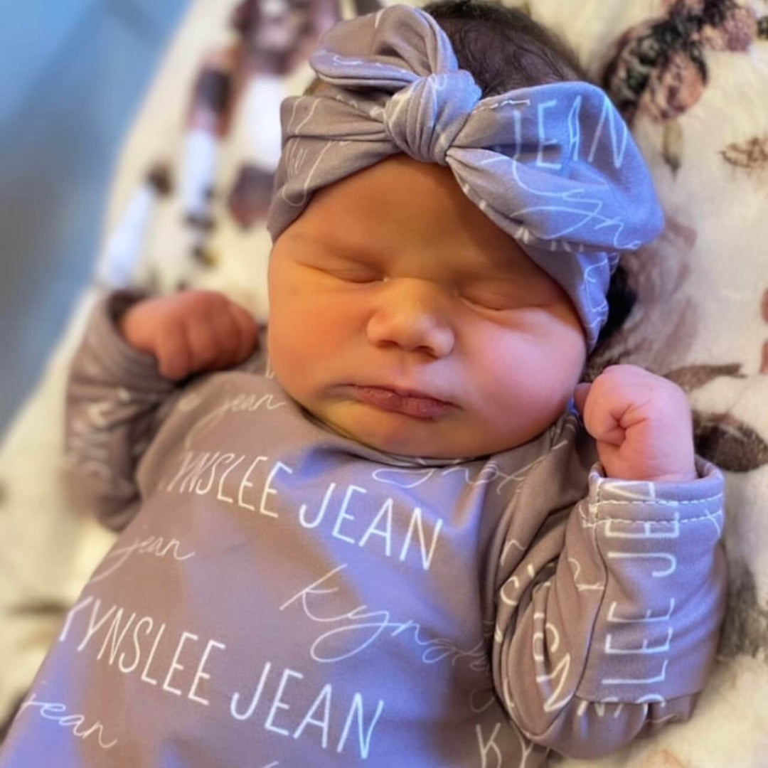 Solid Dusty Purple Personalized Newborn Baby Knot Gown