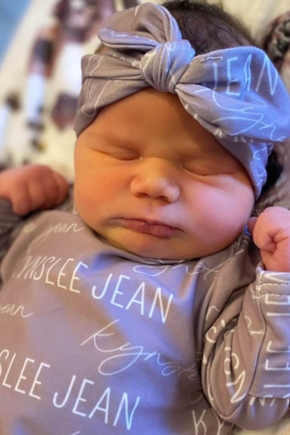 solid dusty purple personalized newborn knot gown 