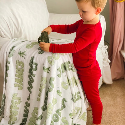 green dinosaur toddler blanket 