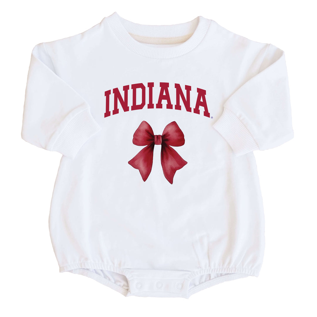 Indiana University | Footballs & Bows Graphic Sweatshirt Bubble Romper