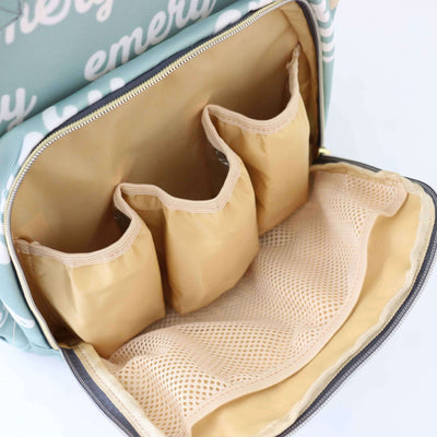 personalized diaper bag backpack tan interior 
