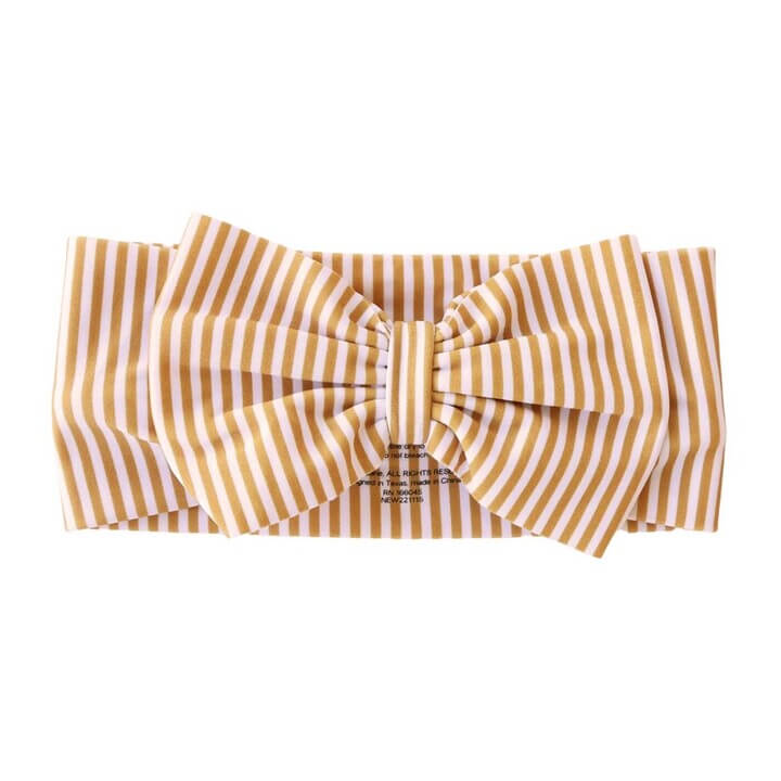 mustard and white striped swim bow