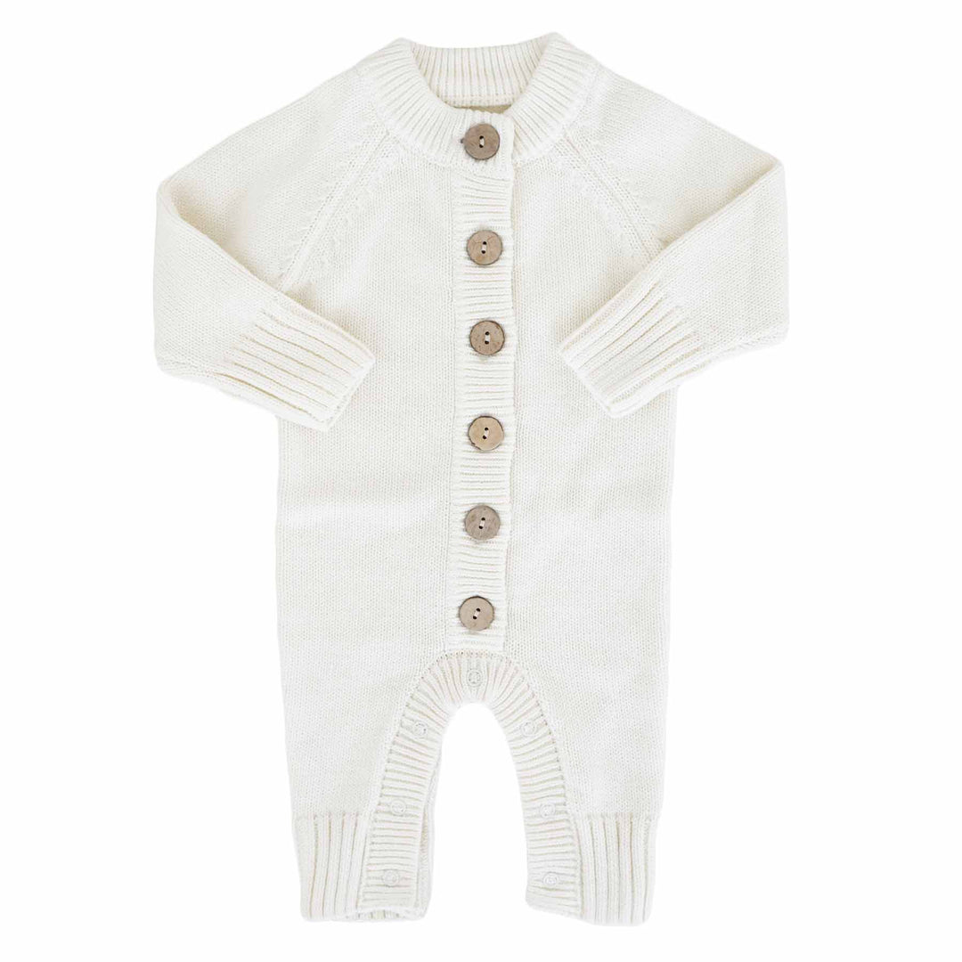 ivory long sleeve knit sweater button romper