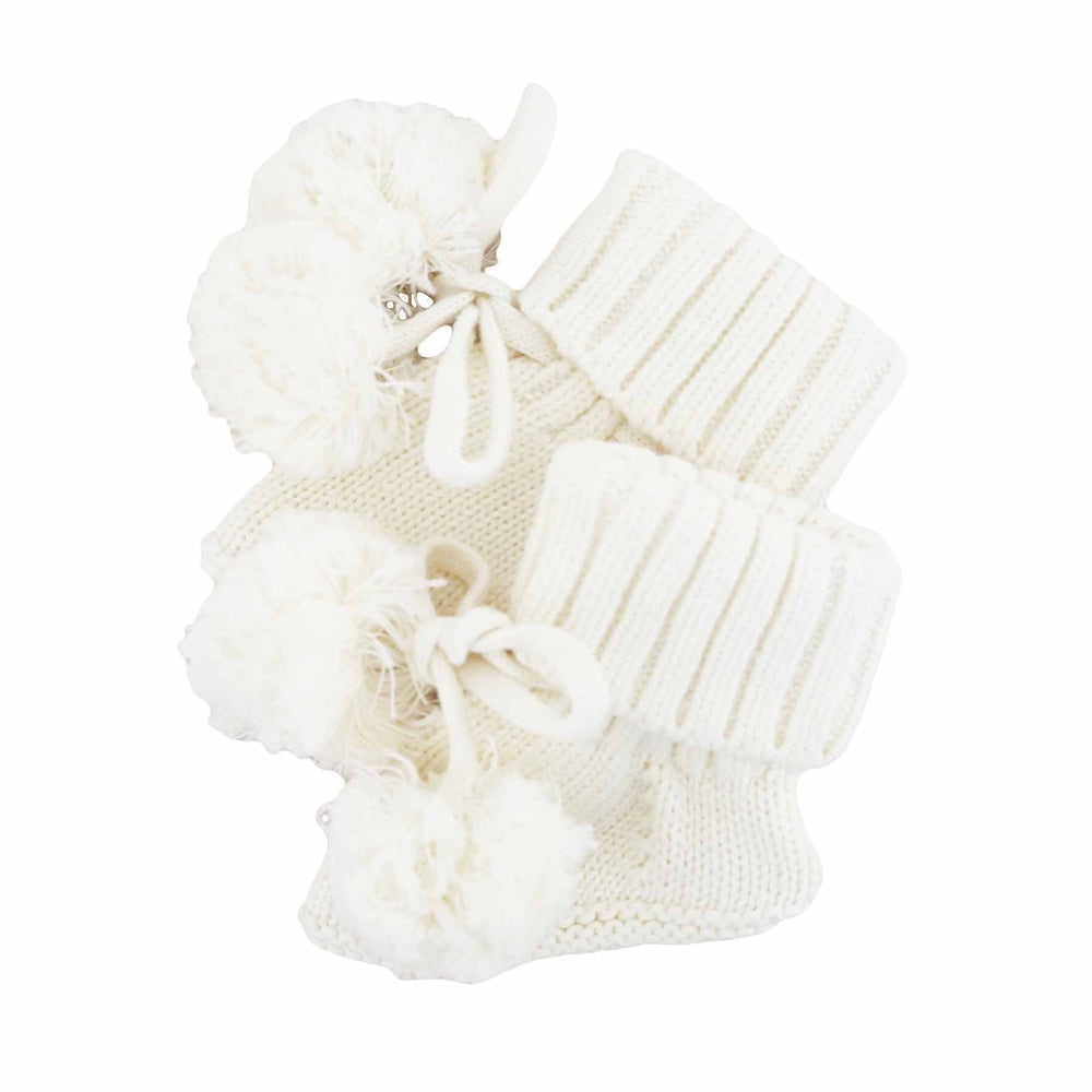 pom pom booties for babies white