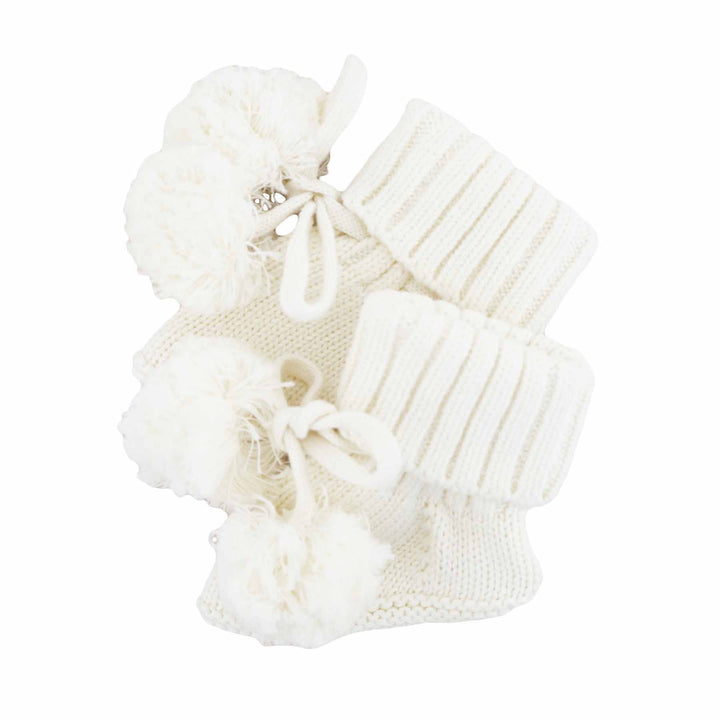 pom pom booties for babies white