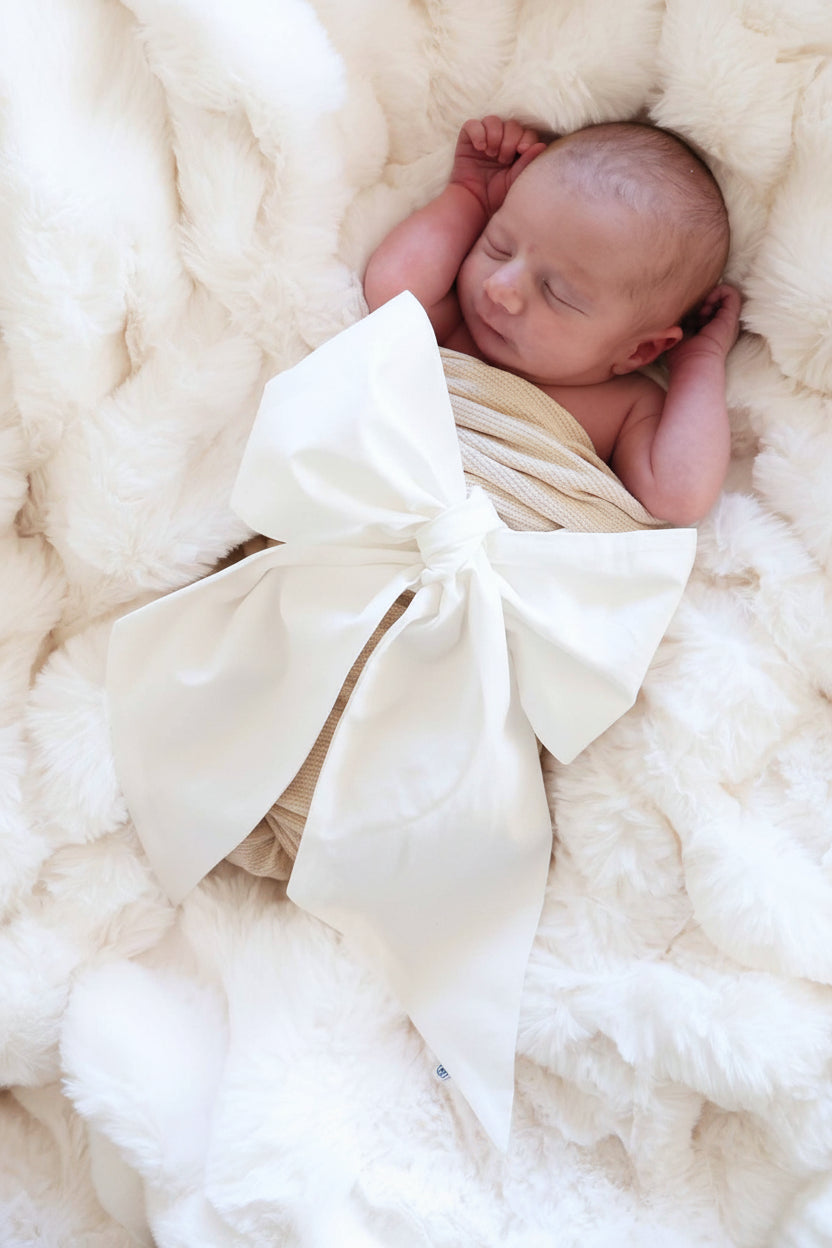 ivory bow sash for babies 