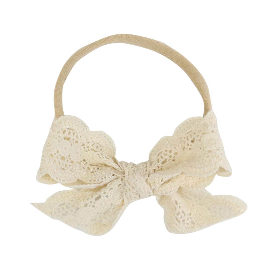 ivory lace bow headband