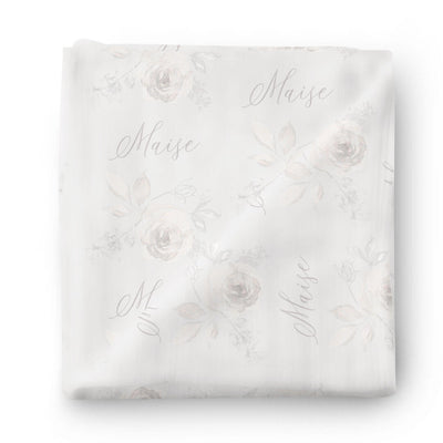 ivory floral personalized swaddle 