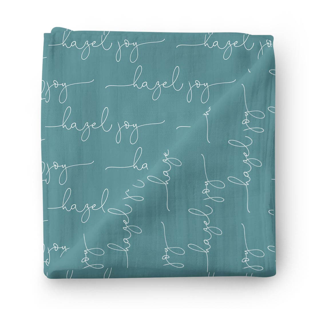 personalized jade baby name swaddle blanket all script 