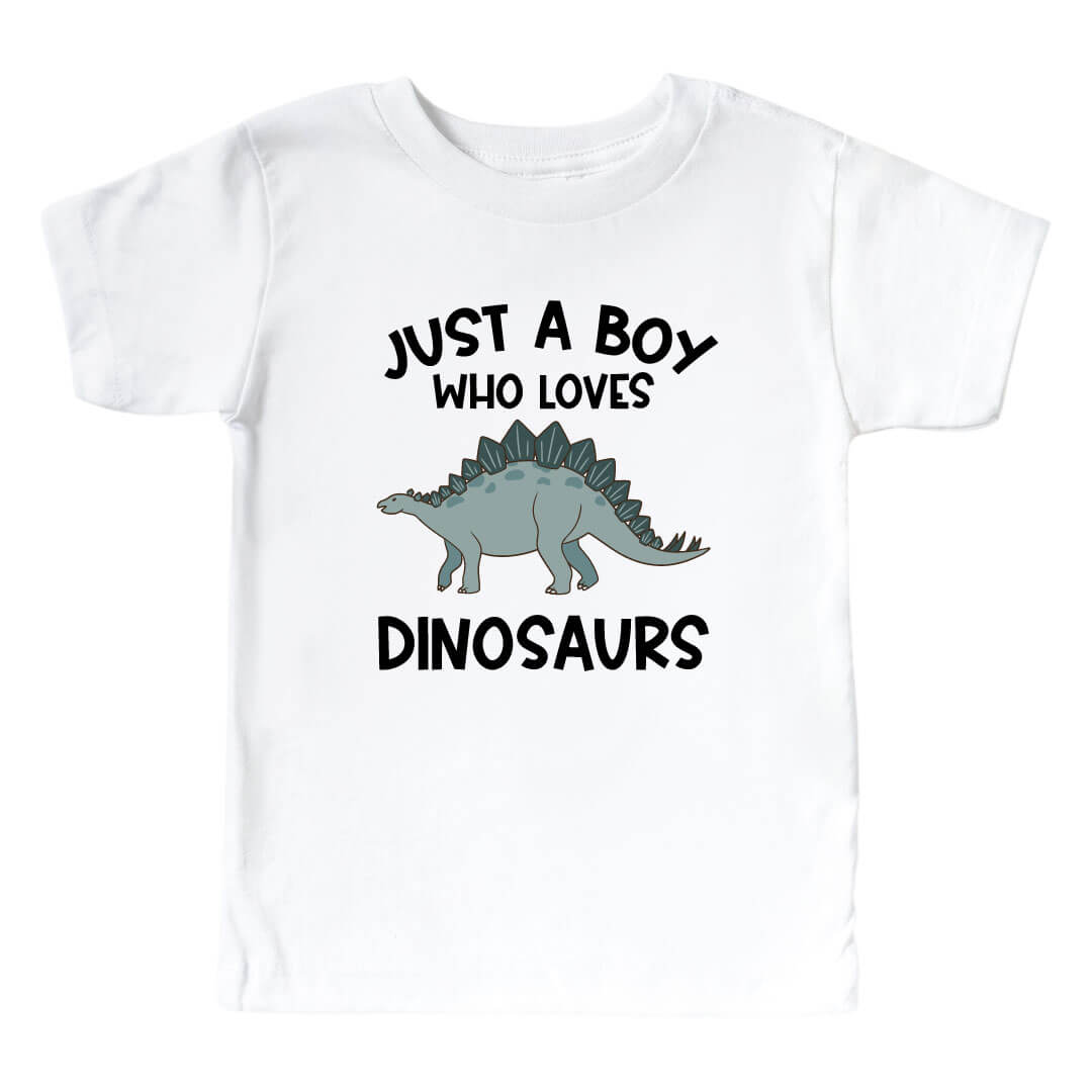 just a boy who loves dinosaurs graphic tee for kids 