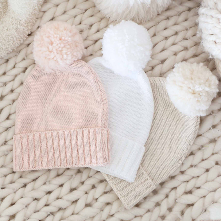 Knit Baby Pom Pom Beanie | Sweet Neutrals