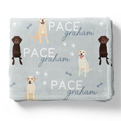 personalized kids blanket blue with labs