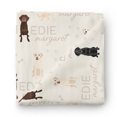 lab personalized baby name swaddle blanket neutral