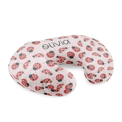 nursing pillow cover personalized with name and ladybugs 