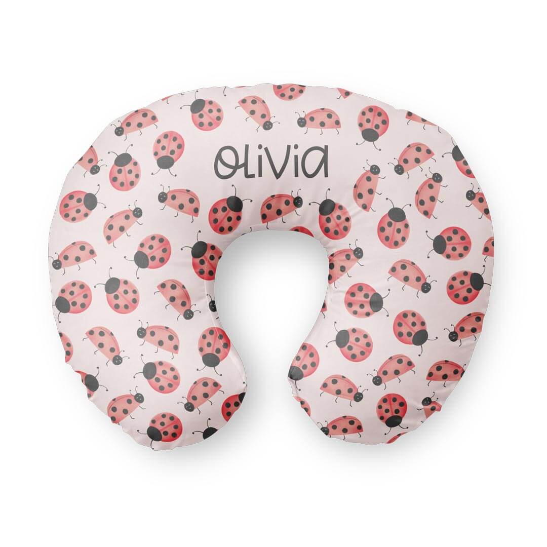 personalized nursing pillow cover with ladybugs