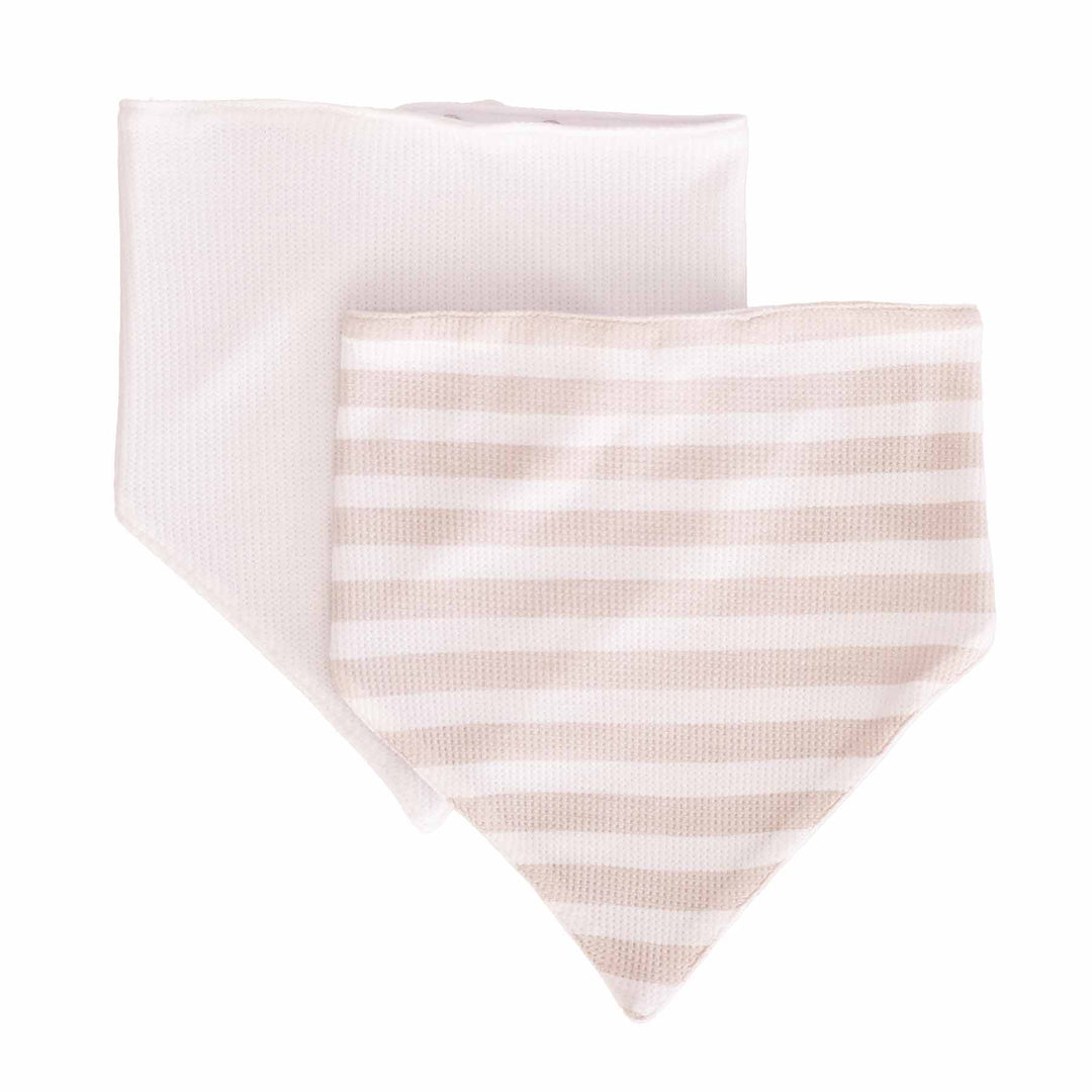 tan and white stripe two piece bandana bib set