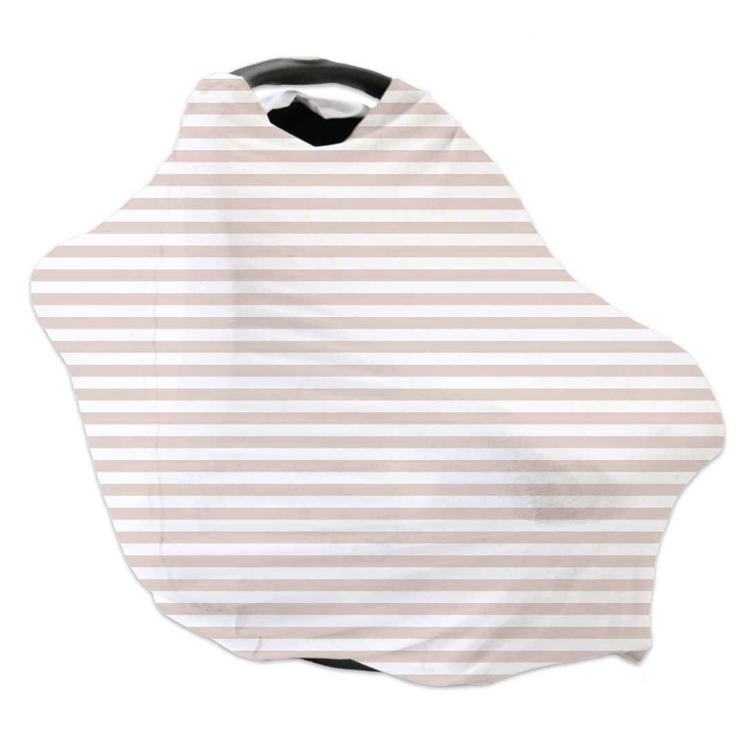 tan and white stripe nursing and car seat cover for babies 