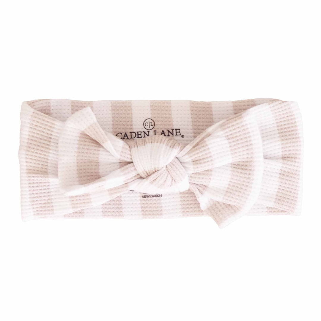 tan and white stripe headwrap for babies