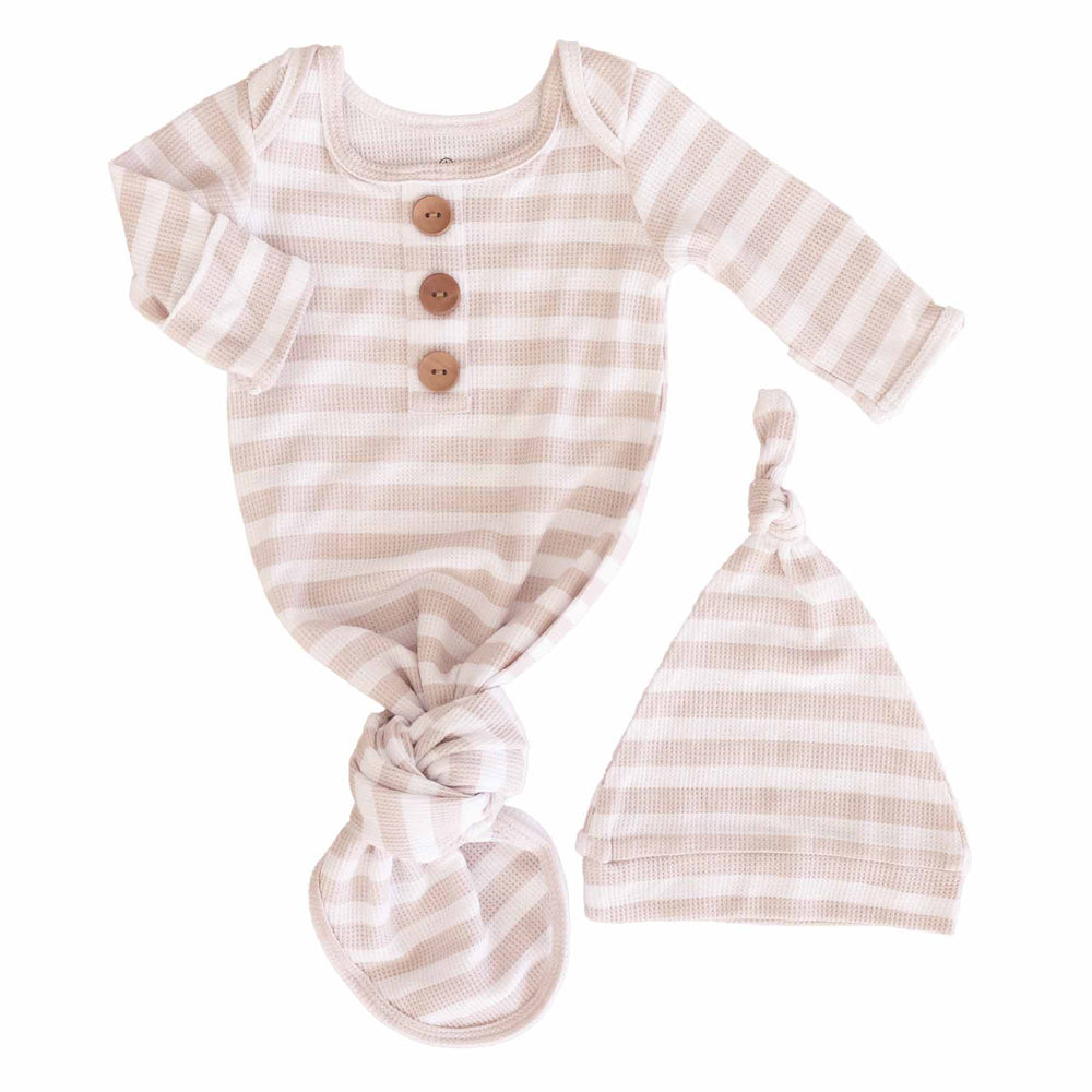 latte stripes newborn knot gown for babies 