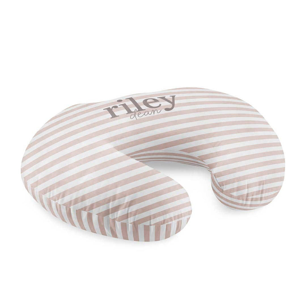 latte stripes personalized nursing pillow cover for babies gender neutral 