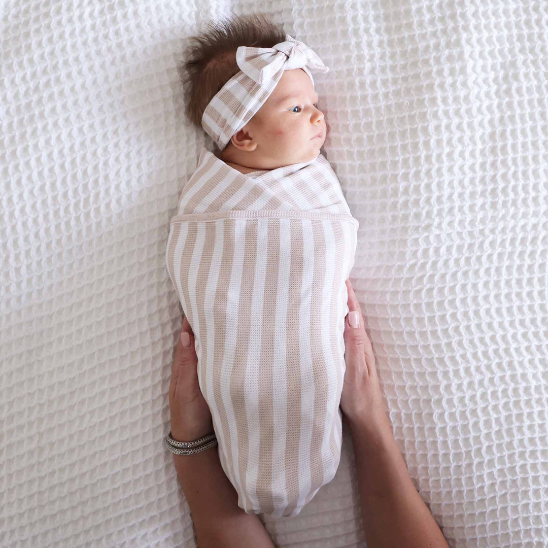 latte stripes oversized swaddle blanket gender neutral 