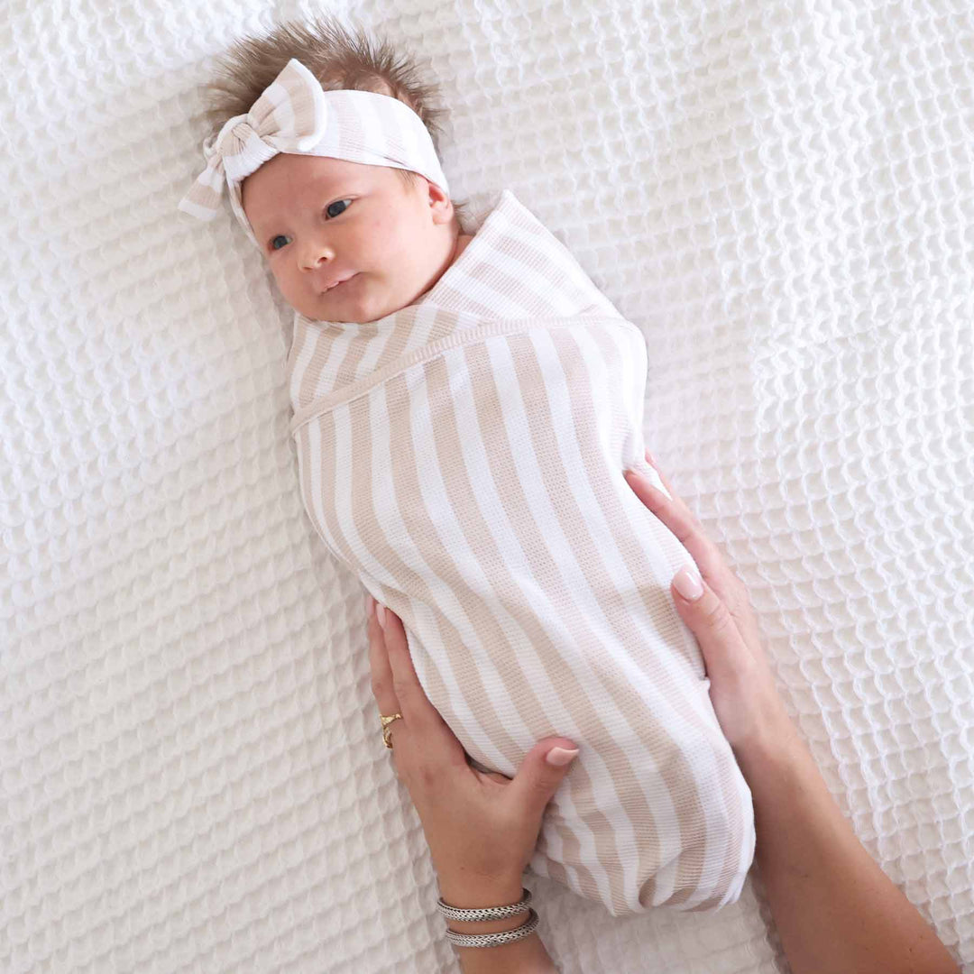 neutral striped bamboo swaddle blanket for newborns 