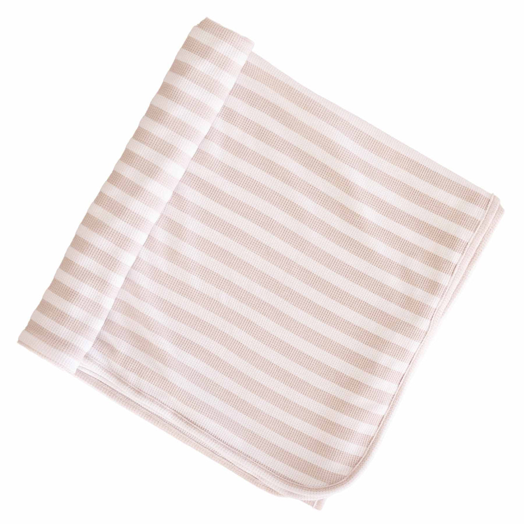 tan and white striped swaddle blanket for babies