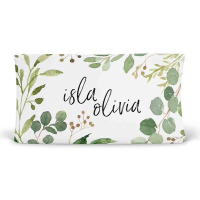 leafy greenery changing pad cover 