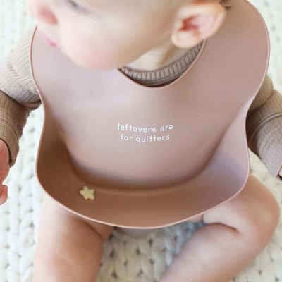 leftover are for quitters silicone baby bib neutral