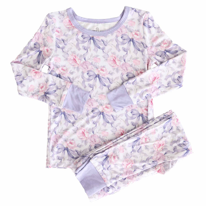 leighton's lavender two piece pajama set for girls bamboo viscose
