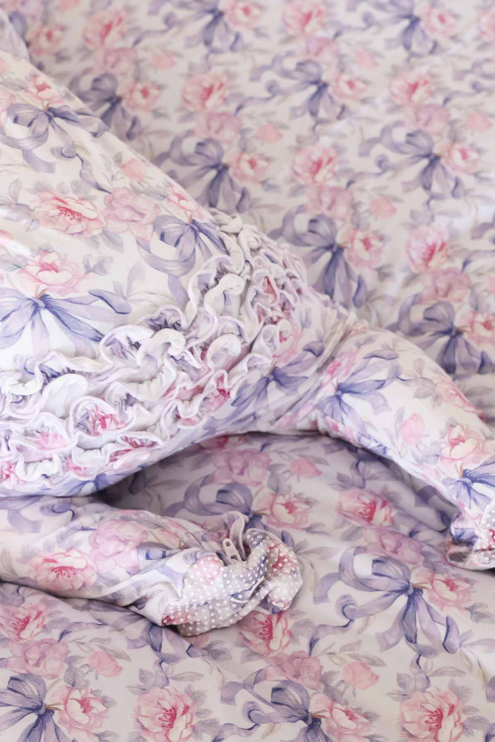 leighton's lavender bamboo waffle ruffle zipper footie for baby and newborn girls 