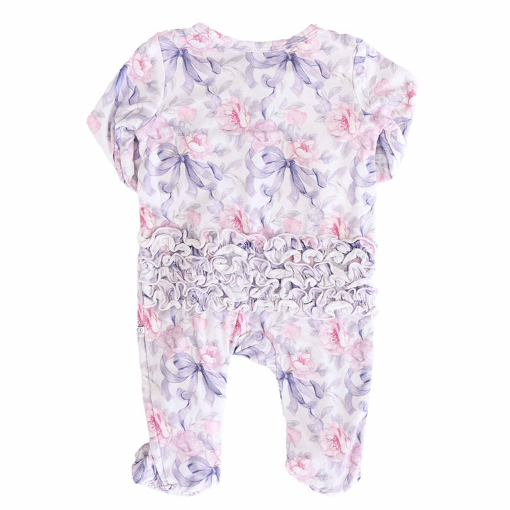 ruffle bottom zipper footie pajama for baby girls leighton's lavender 