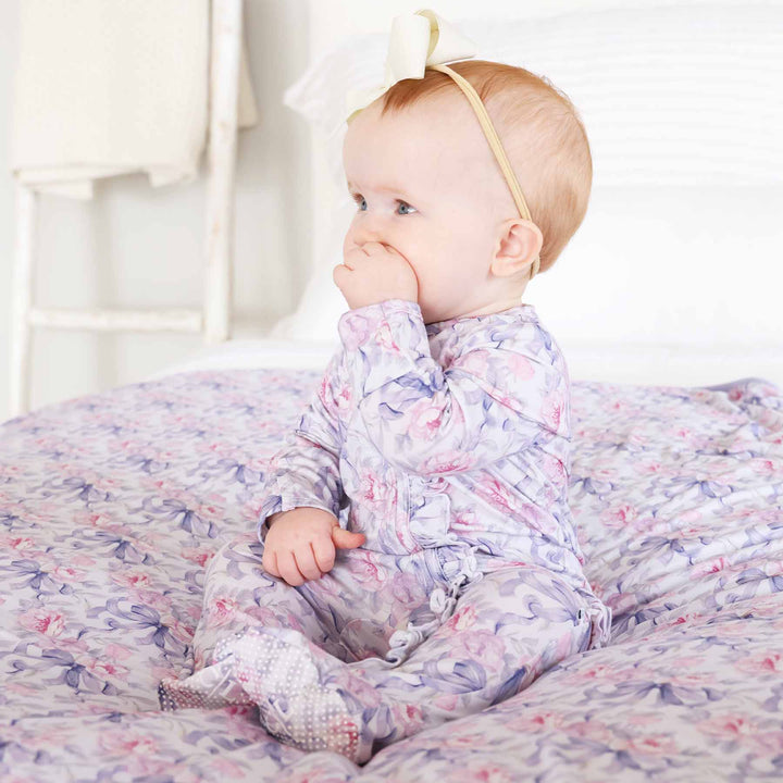 leighton's lavender ruffle footie