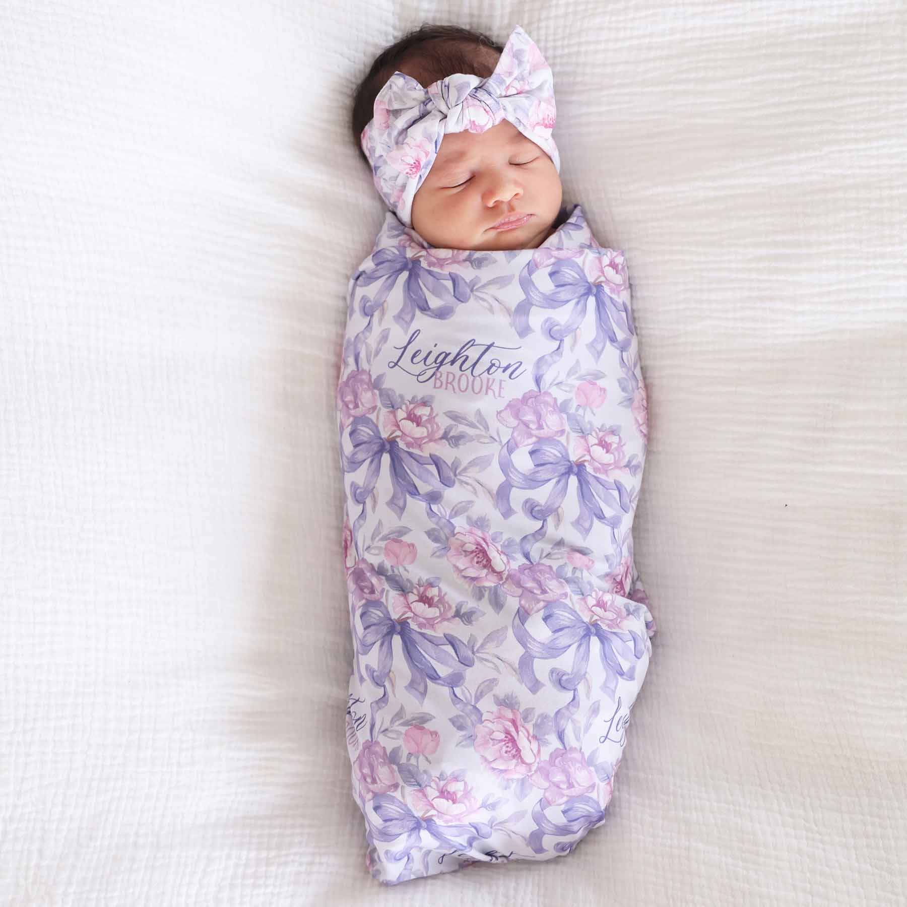 Leighton's Lavender Personalized Swaddle Blanket