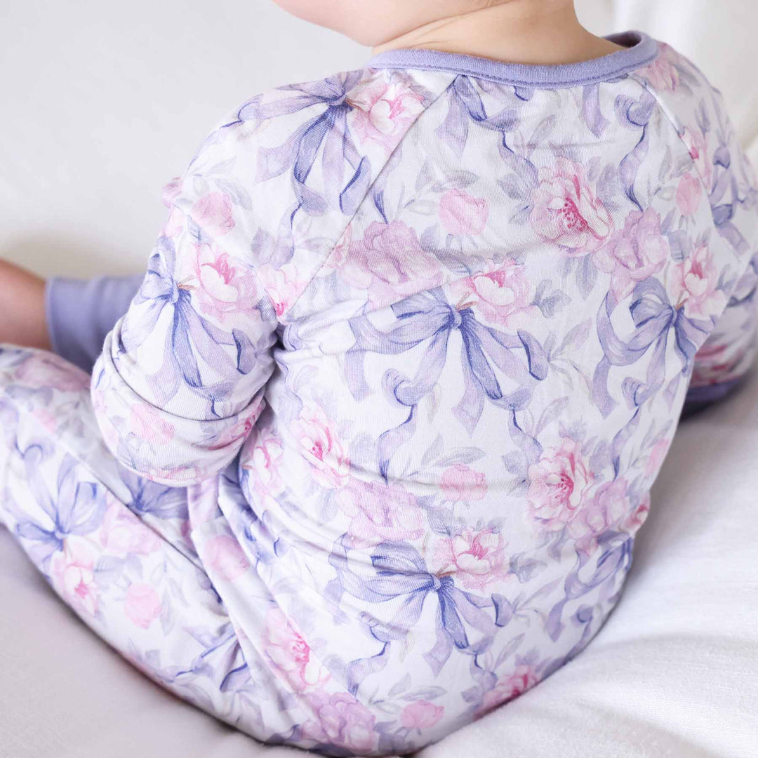 leighton's lavender baby pajama romper 
