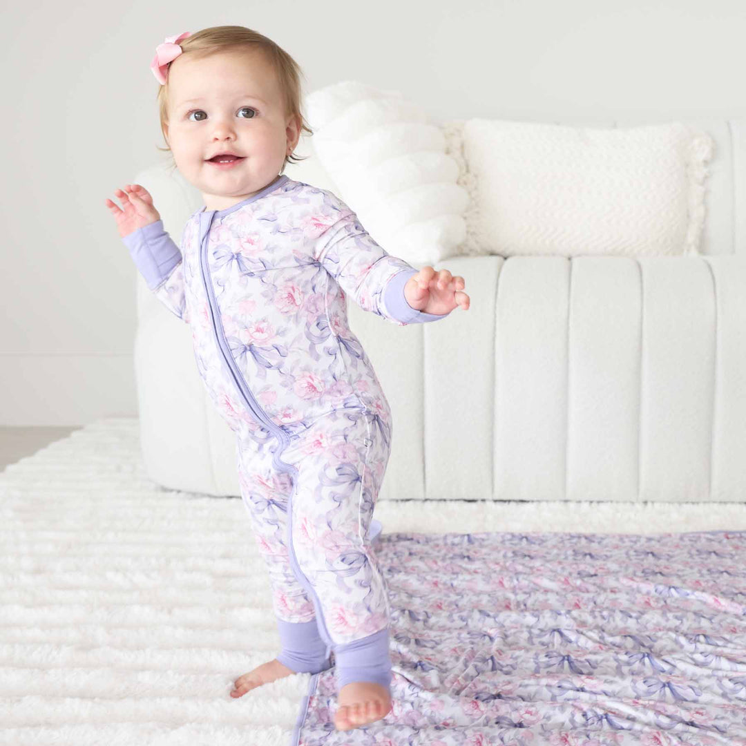 leighton's lavender baby zip romper 