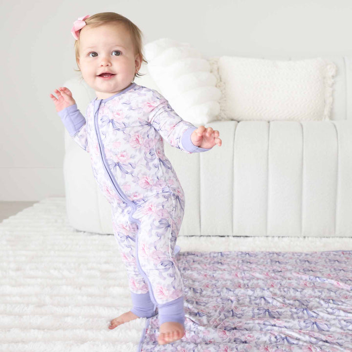 leighton's lavender baby zip romper 