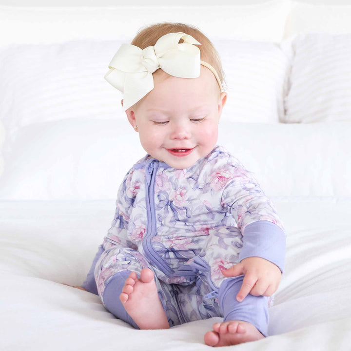 baby zip romper pajama with flip mitts and footies bamboo viscose 