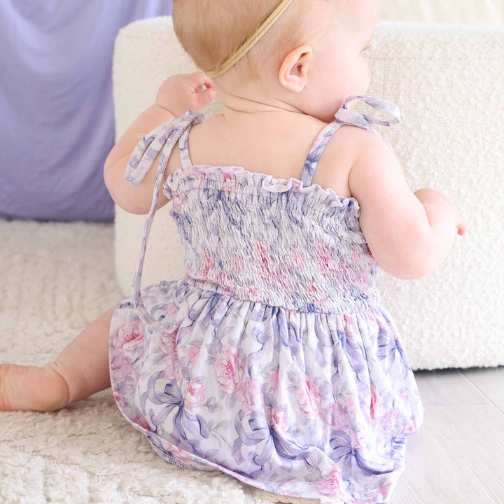 baby smocked bodysuit leighton's lavender 